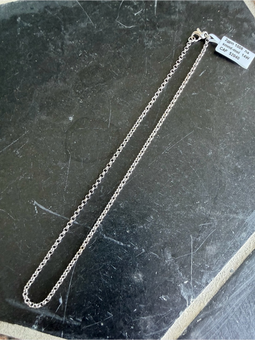14kt White Gold Rolo Chain Necklace 15” long